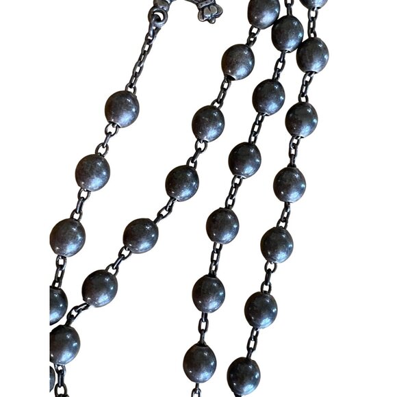 Vintage Sterling Silver Catholic Rosary With Crucifix & Virgin Mary Centerpiece - Picture 4 of 15